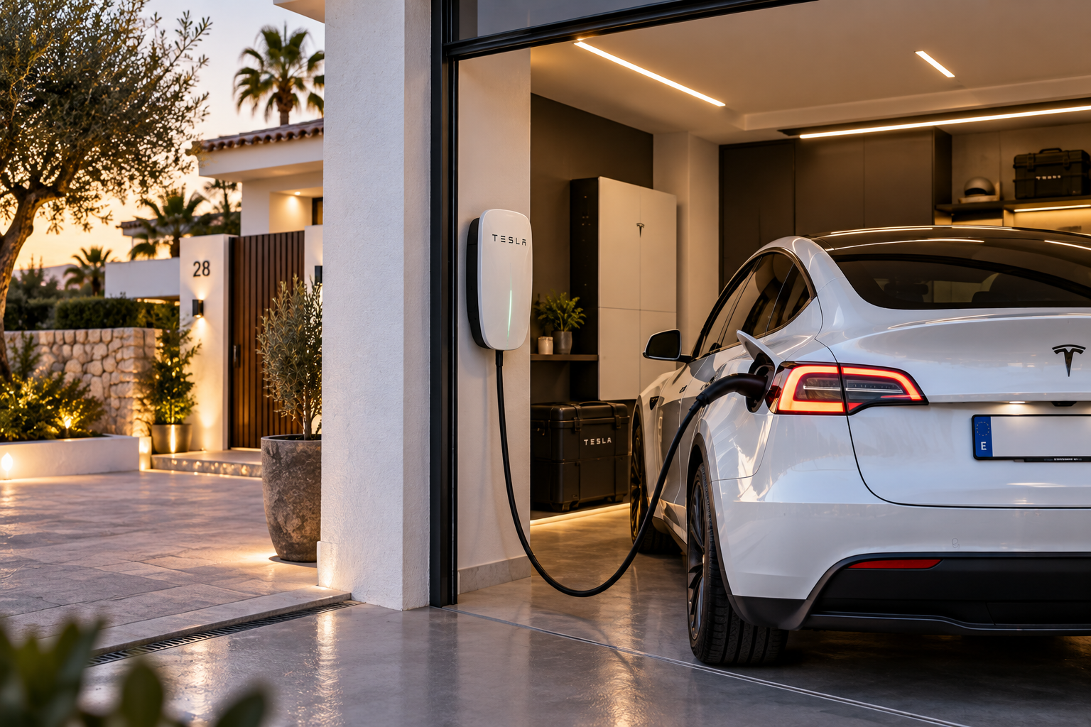 Tesla home EV charger installation for an electric car on the Costa del Sol