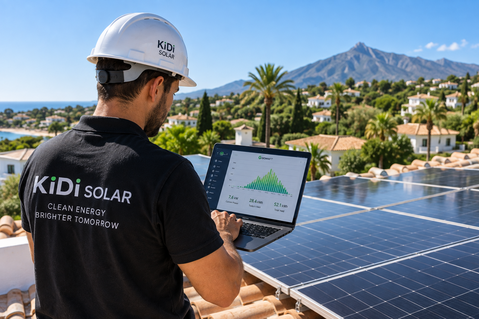 completed 10 kW solar panel installation in Guadalmina Marbella
